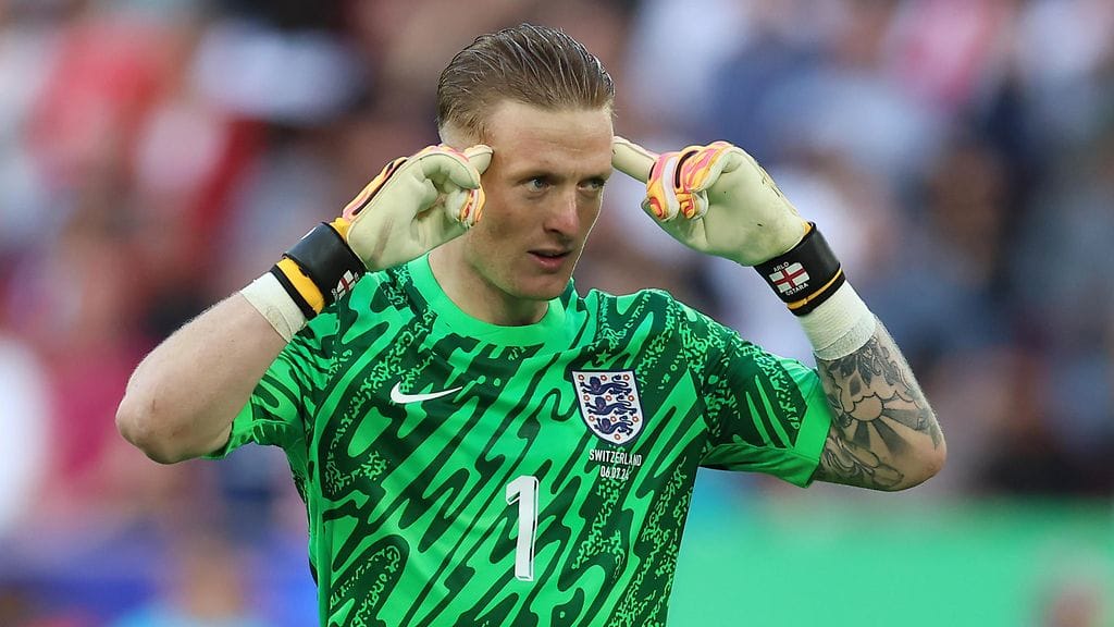 Jordan Pickford nousi Englannin sankariksi rangaistuspotkukilpailussa.