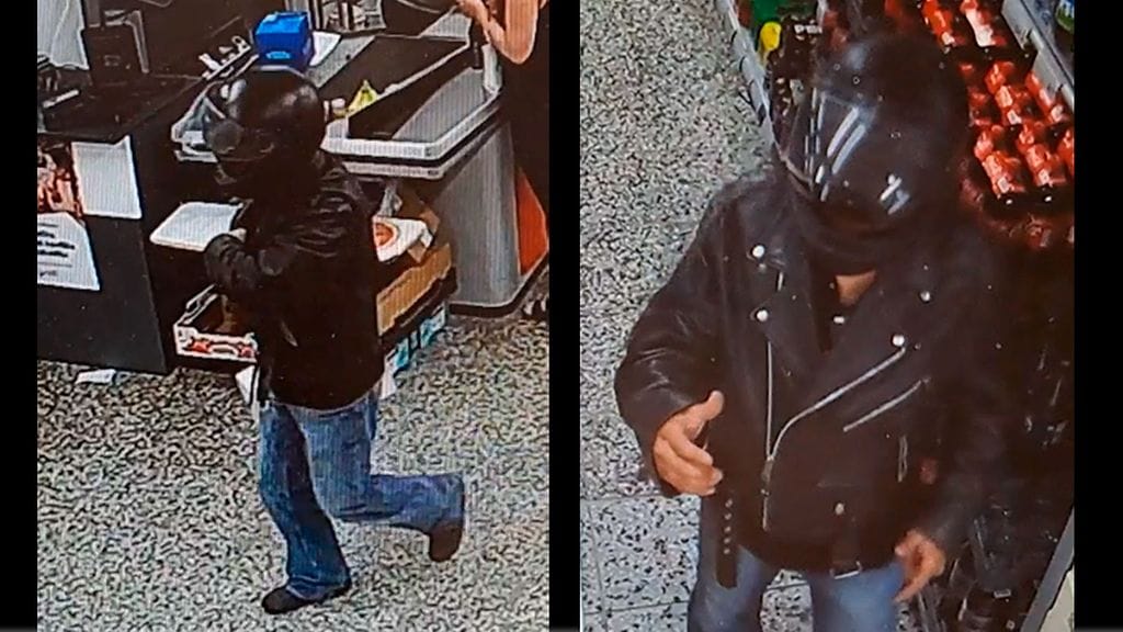 Poliisin mukaan kuvissa oleva epäilty sai saaliikseen vähäisen määrän kaupan tuotteita.