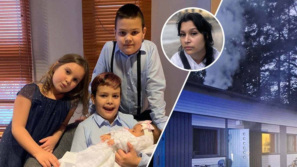 Janita Nymanin kuusihenkisen perheen koti tuhoutui tulipalossa asuinkelvottomaksi. Kuva lapsista otettu muutamia vuosia takaperin.