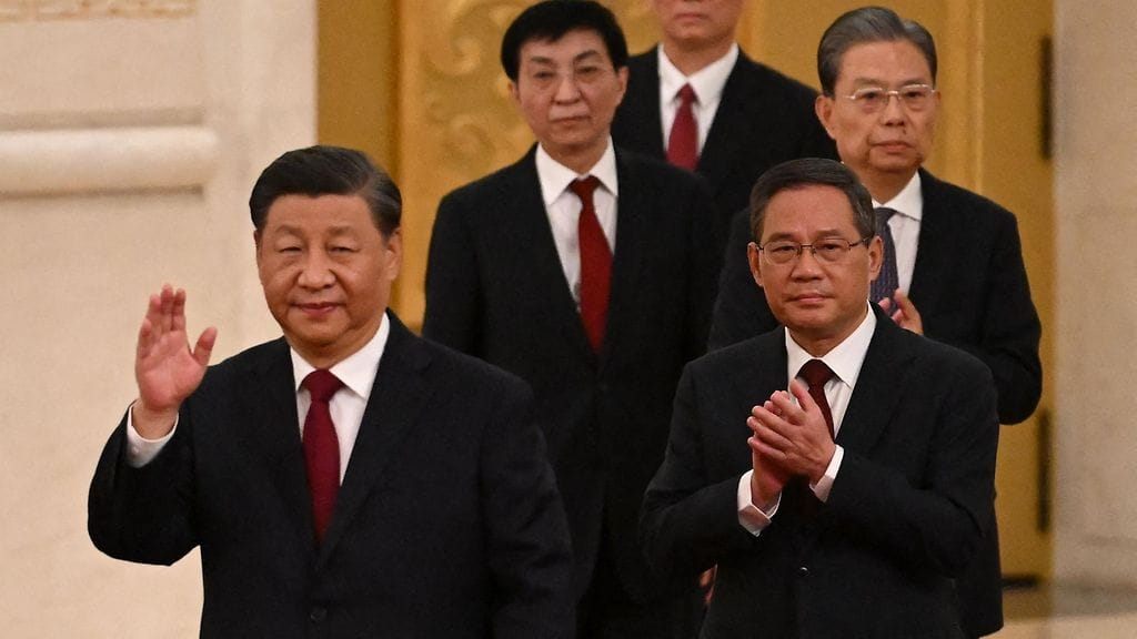 Kiinan presidentti Xi Jinping ja muuta maan johtoa lokakuussa 2022.