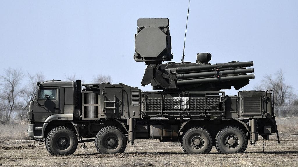 Venäjän Pantsir-S1-ilmatorjuntajärjestelmä Ukrainassa maaliskuussa 2023.
