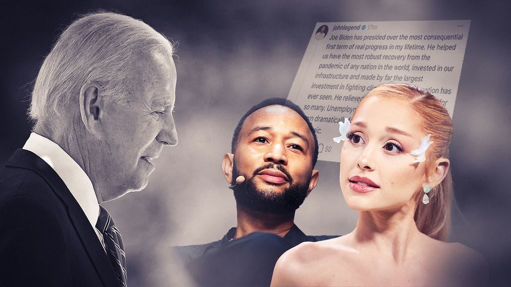 Muun muassa laulaja John Legend kiittää Bidenia Instagramissa.