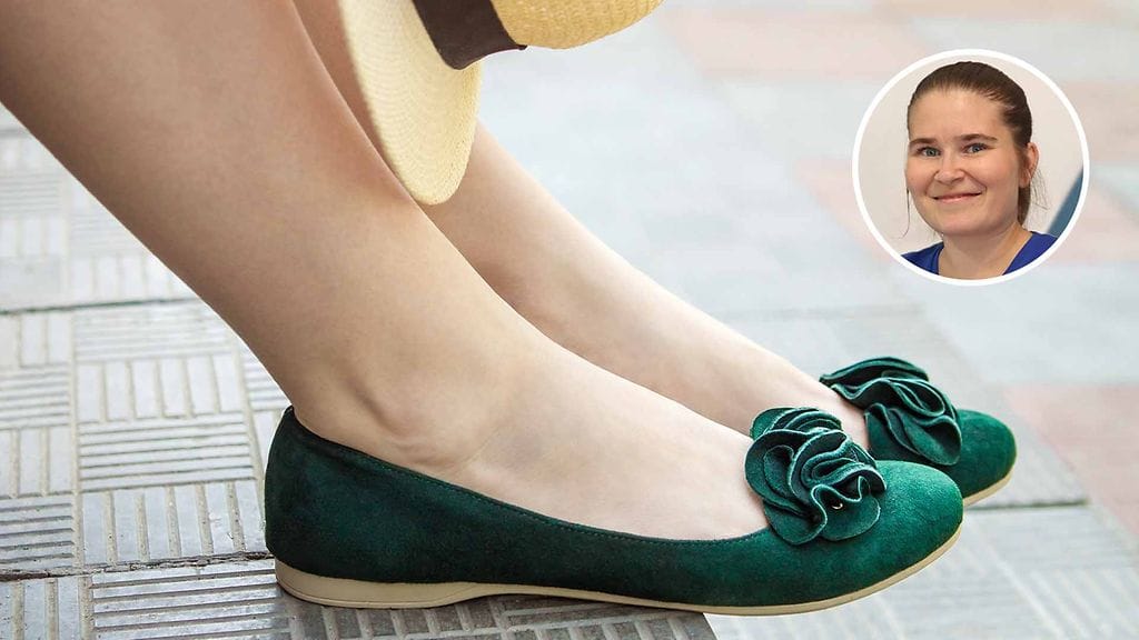 Ballerinoissa on tärkeää löytää sopiva malli, joka pysyy jalassa ilman varpaiden kipristelyä ja jännittämistä.