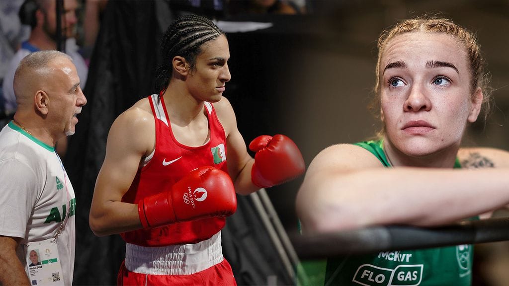 Imane Khelifin (vas.) osallistuminen olympiaturnaukseen on saanut kohun aikaan. Amy Broadhurst (oik.) puolustaa algerialaista.