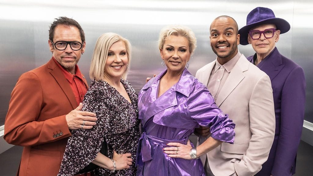 Tanssii Tähtien Kanssa tuomarit ja juontajat Jorma Uotinen Ernest Lawson Helena Ahti-Hallberg Vappu Pimiä Jukka Haapalainen