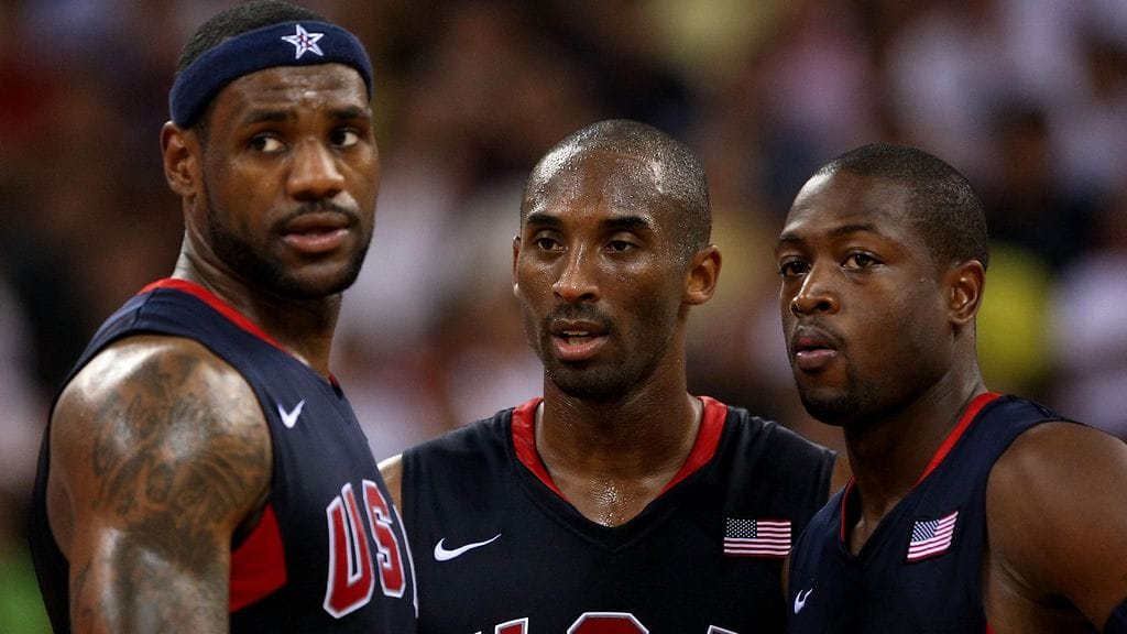 LeBron James, Kobe Bryant ja Dwyane Wade johdattivat USA:n takaisin kultakantaan Pekingissä 2008.