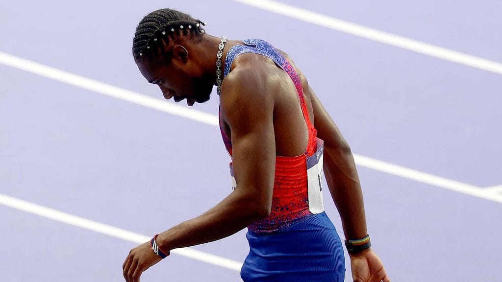 Noah Lyles kilpaili 200 metrin olympiafinaalissa koronatartunnasta huolimatta.