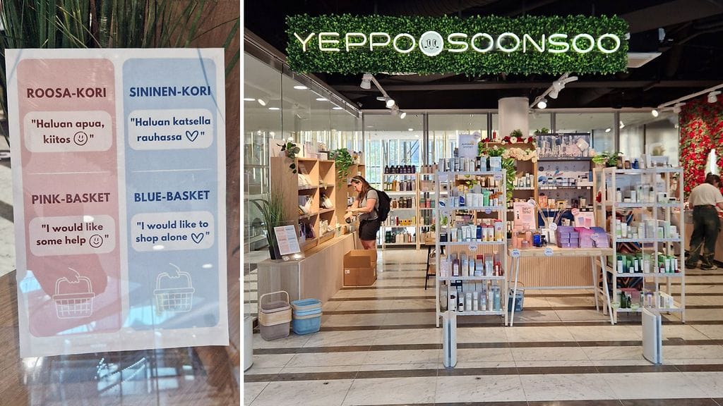 Valitsemalla oikean korivärin asiakas voi viestiä myyjälle, haluaako apua.