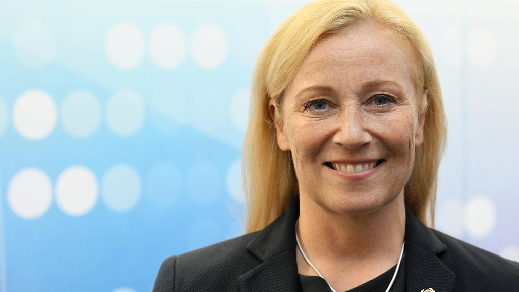OAJ:n puheenjohtaja Katarina Murto Opetusalan Ammattijärjestö OAJ:n lukuvuoden avausinfossa Helsingissä 6. elokuuta.