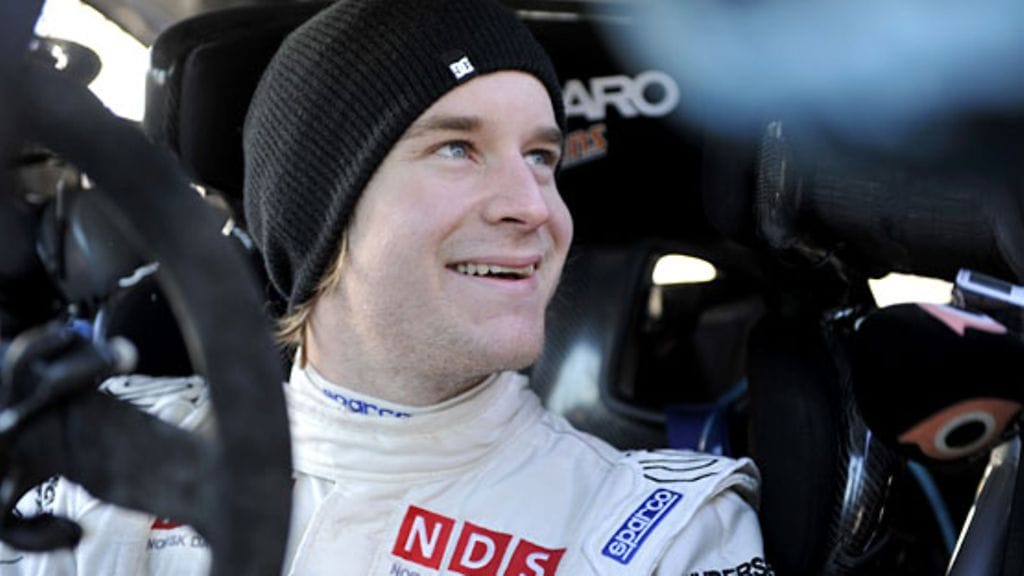 Mads Östberg Ruotsin MM-rallissa.