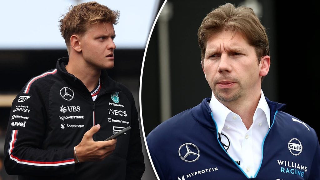 Williams-pomo James Vowles (oikealla) sanoi suoraan, miksei Mick Schumacherille löytynyt paikkaa hänen tallistaan.