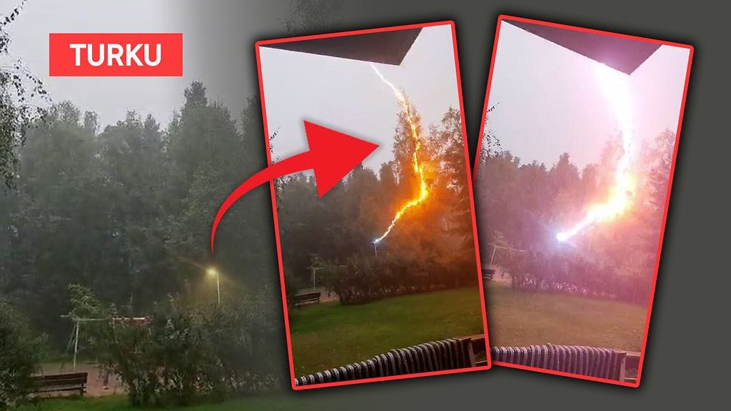 Uskomaton video: Salama iski kymmenien metrien päähän Tiiasta – "Järkyttävä pamaus!"