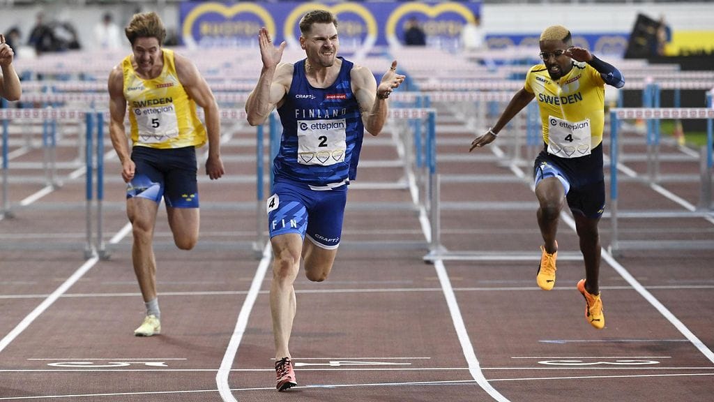 Elmo Lakka nappasi 110 metrin aidoissa uransa kahdeksannen maaotteluvoiton ajala 13,71.