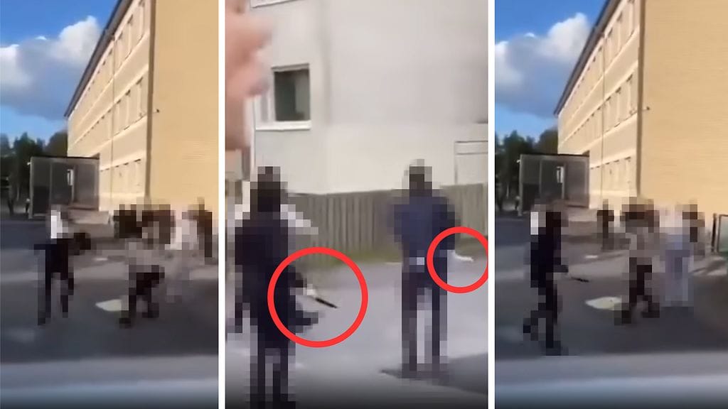 Kuvakaappauksia somessa leviävästä puukkovideosta vaasalaiskoululla.