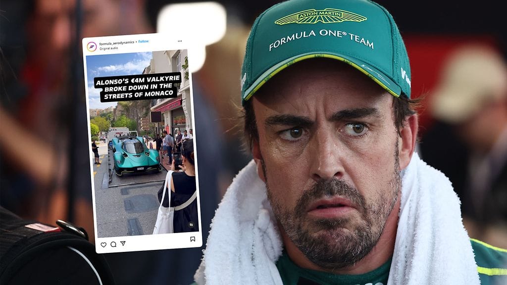 Fernando Alonson uunituore ökyauto piti siirtää pois kadulta hinaajalla.