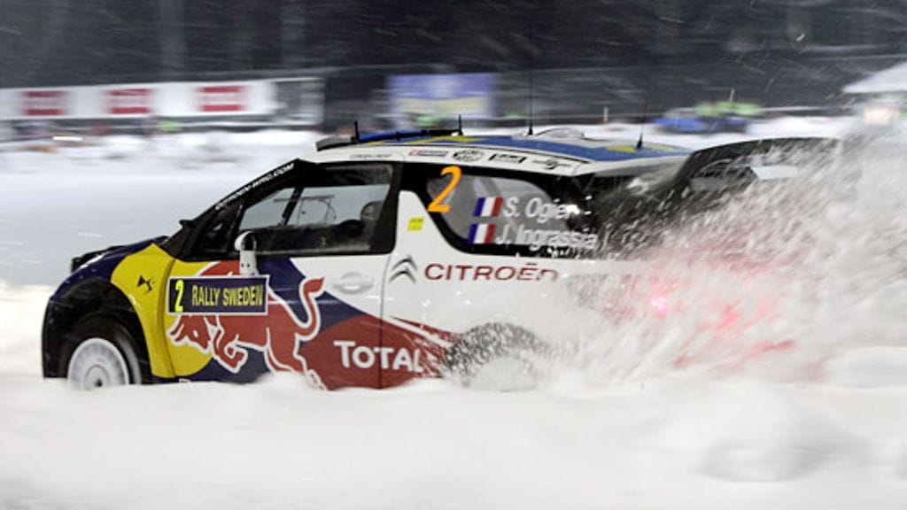 Sebastien Ogier Ruotsin MM-rallissa.