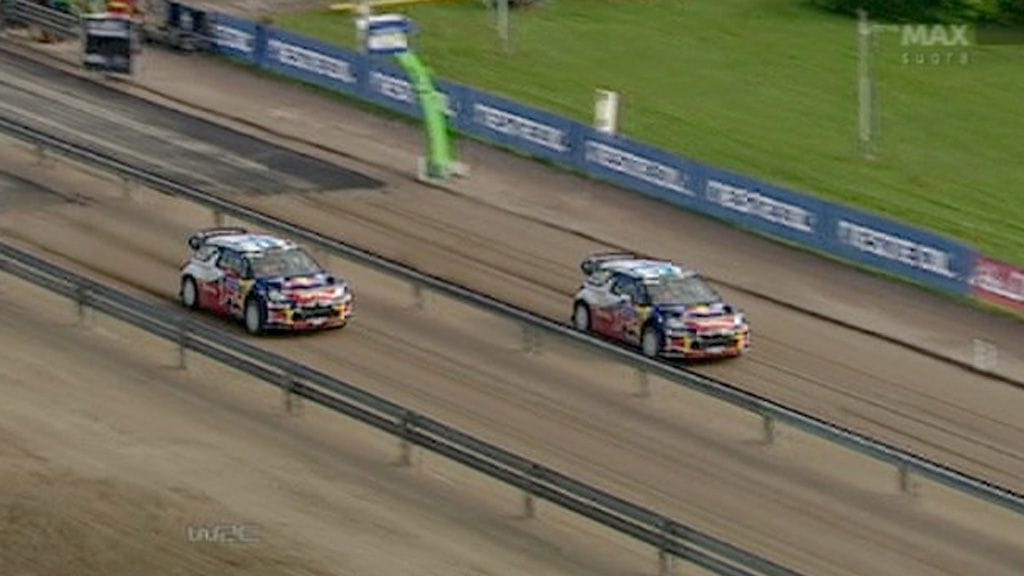 Sebastien Loeb ja Sebastien Ogier kisaamassa Jokimaan raviradalla.