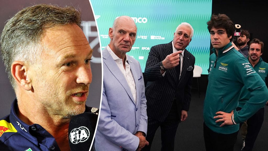 Christian Horner (vas.) ei pitänyt Adrian Neweyn esittelystä Aston Martinilla kesken Red Bullin sopimuskauden.
