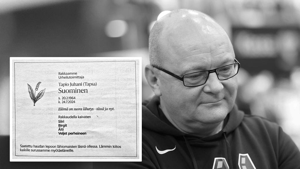 Tapio Suomista kaipaavat tämän kuolinilmoituksessa tytär Siiri, ex-vaimo Birgit sekä äiti ja veljet perheineen.