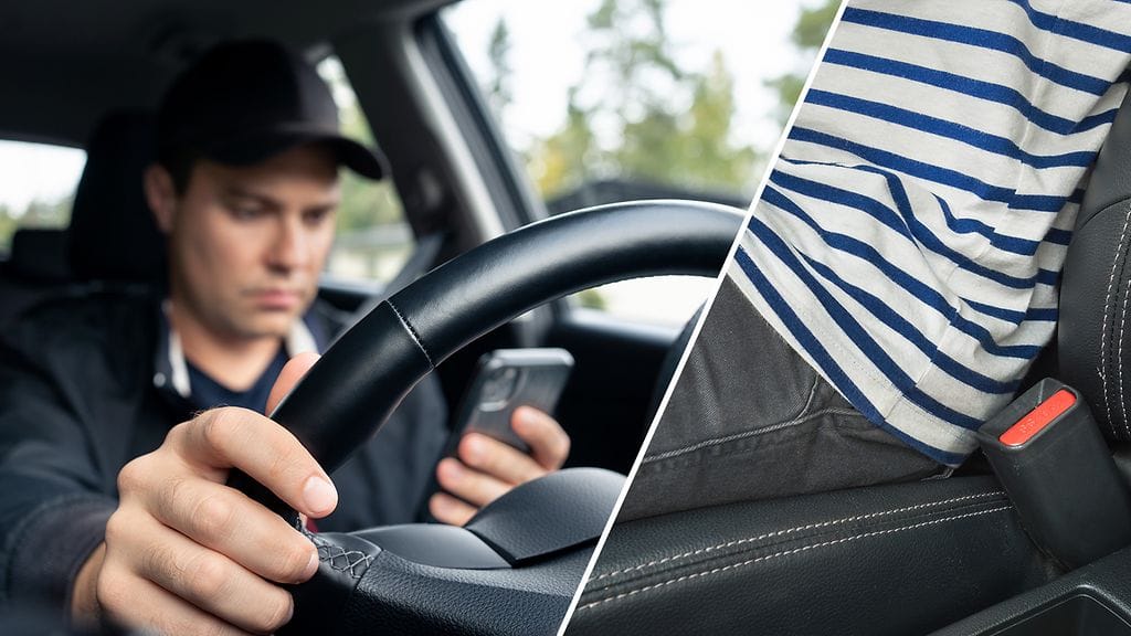 Tehovalvonnassa paljastui puhelimen näpyttelyä ja turvavyön käyttämättä jättämistä. Kuvituskuva.