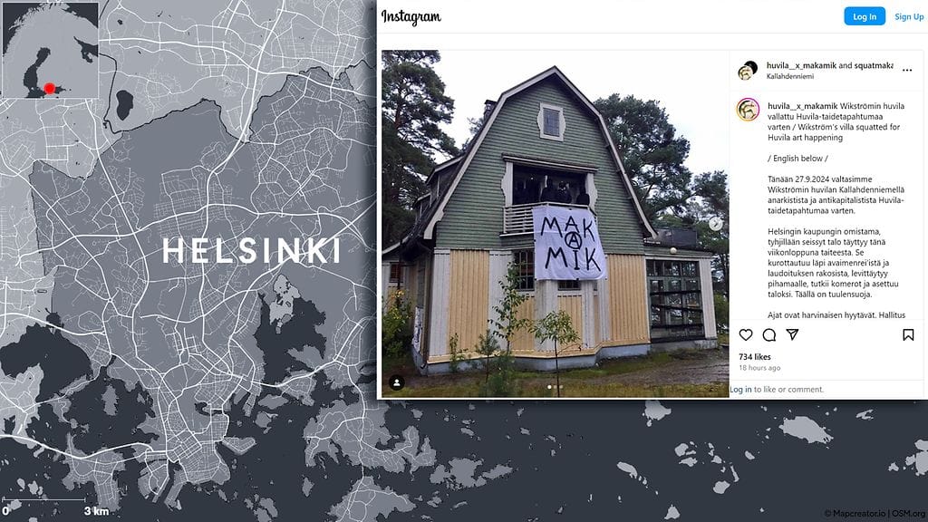 Huvila on vallattu viikonlopun ajaksi.