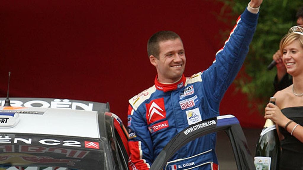 Sebastien Ogier Saksan rallissa elokuussa 2008 (Kuva: Reporter Images/Getty Images)