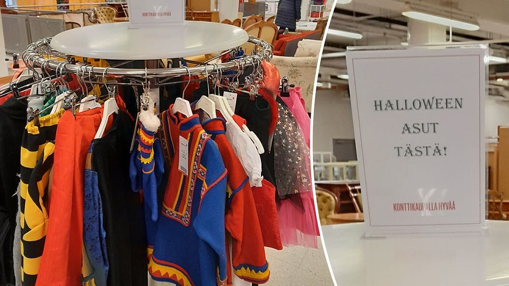 Saamelaisasut löytyivät halloween-asuille tarkoitetusta telineestä.