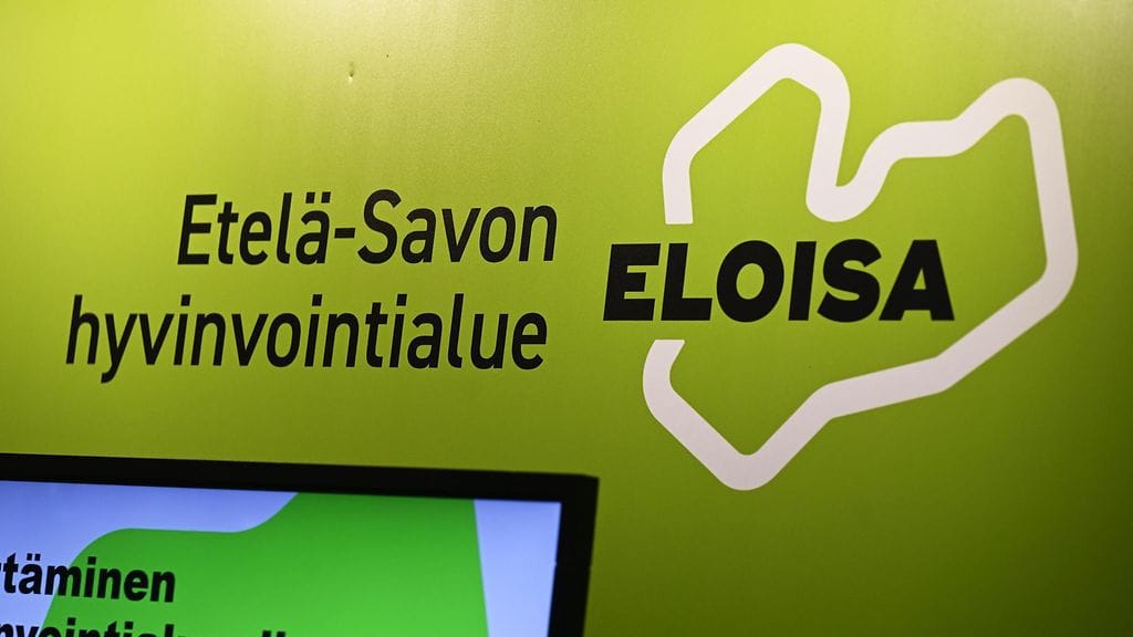 Etelä-Savon hyvinvointialue Eloisan kyltti Sairaanhoitajapäivillä Helsingin Messukeskuksessa 2. lokakuuta 2024.