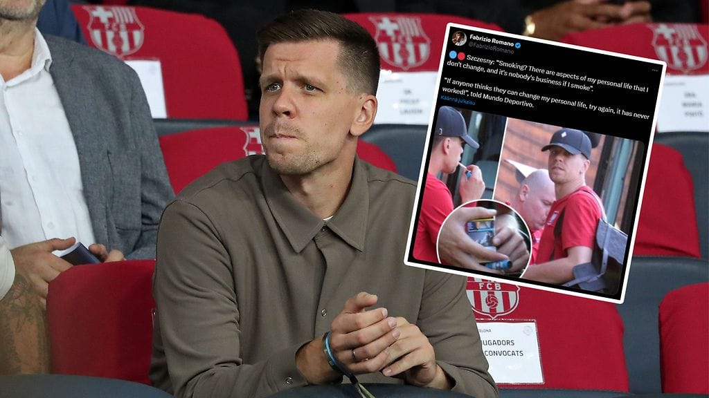 Wojciech Szczesny on nähty tupakoimassa.