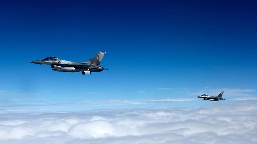 Romanian F-16-hävittäjiä lokakuussa 2024.