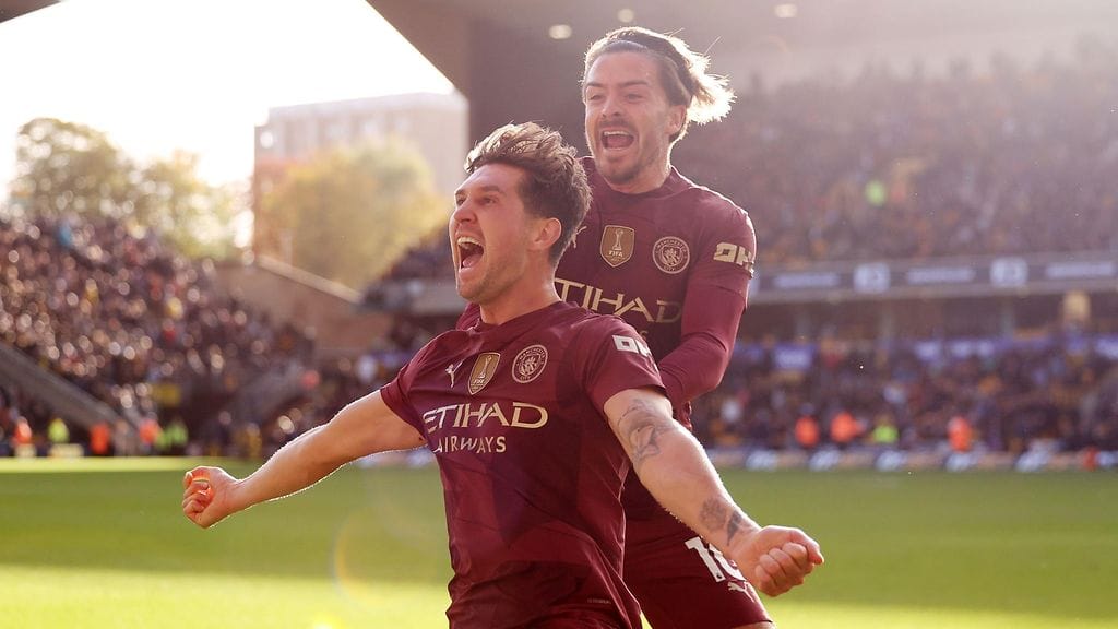 John Stones puski lisäajalla Manchester Cityn voittoon Wolverhamptonin vieraana.