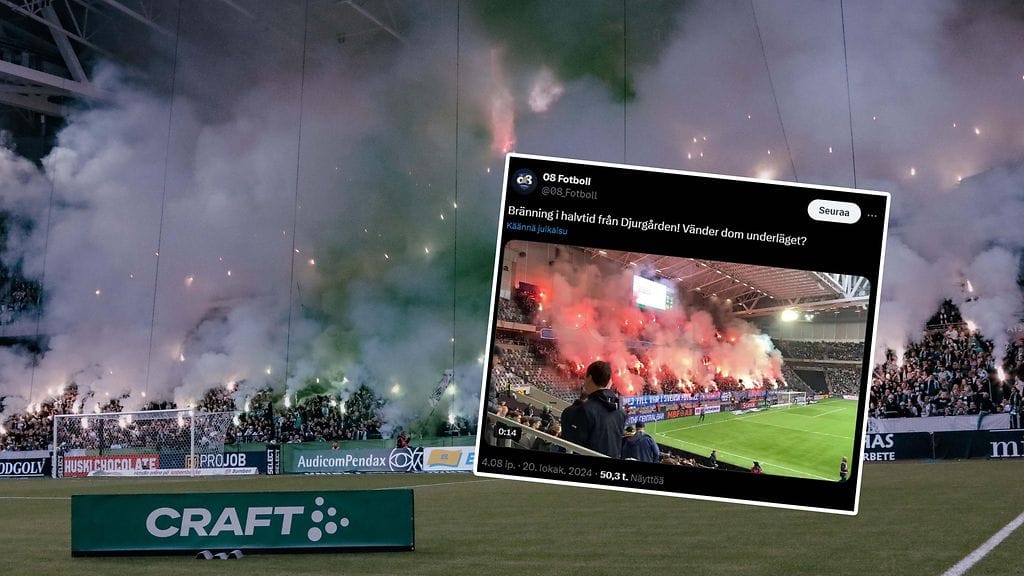 Soihdut paloivat Hammarbyn ja Djurgårdenin välisessä paikallisottelussa Tukholmassa.