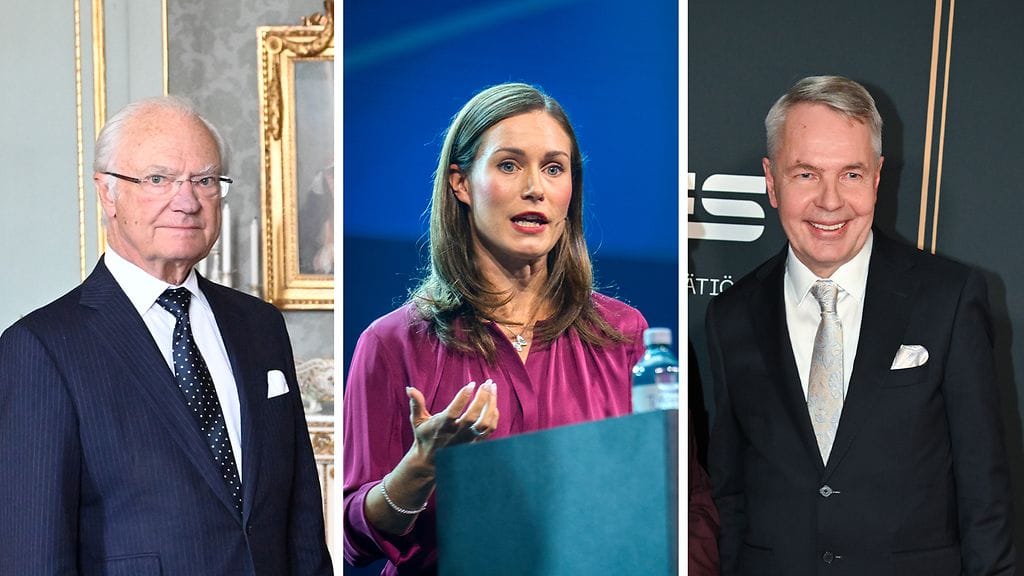 Sanna Marin ja Pekka Haavisto saavat Ruotsin kuninkaalta Kaarle Kustaalta kunnianosoituksen Ruotsin Nato-jäsenyyden aikana tekemistään ponnisteluista.