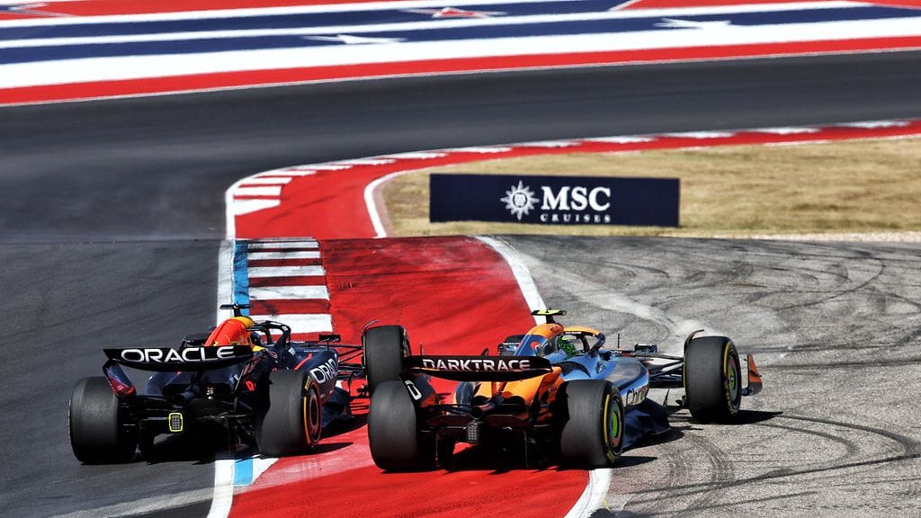 Max Verstappen ajatti Lando Norrisin ulos radalta Yhdysvaltain GP:n taistelussa kolmossijasta.