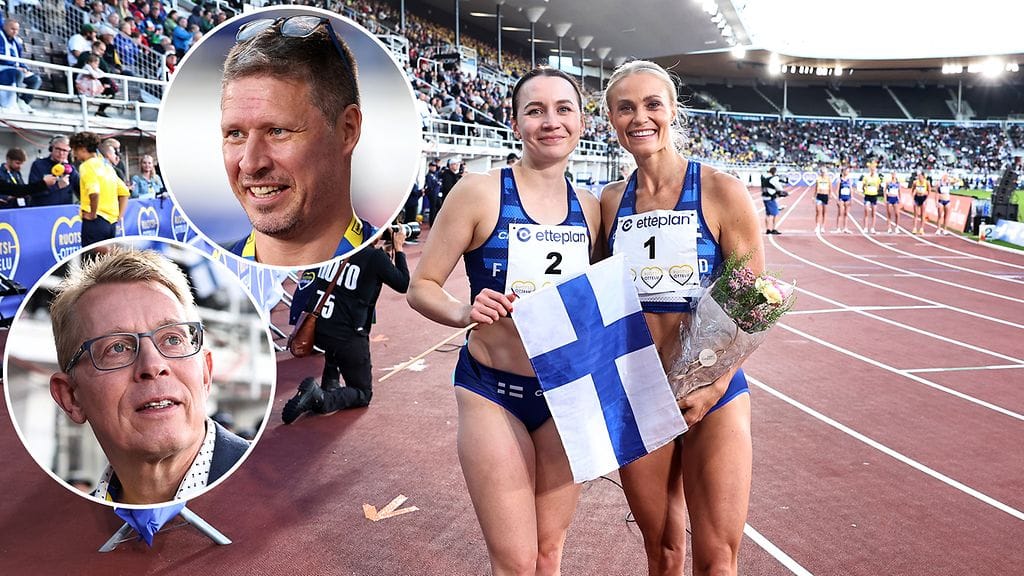 Lotta Harala ja Reetta Hurske poseerasivat Ruotsi-ottelussa.