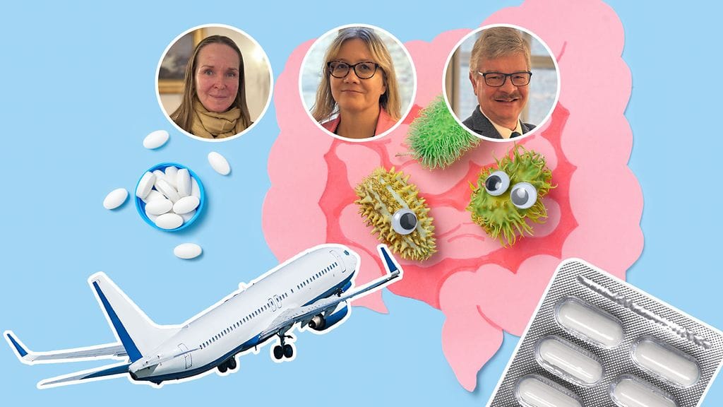 Suolistomikrobiasiantuntijat Veera Kainulainen, Emilia Munukka ja Pentti Huovinen kertovat, onko lääkeprobiooteista oikeasti apua matka- tai antibioottiripuliin.
