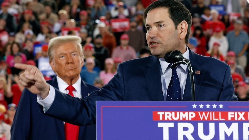 Yhdysvaltojen mahdollinen uusi ulkoministeri Marco Rubio ja tuleva presidentti Donald Trump 4. marraskuuta.