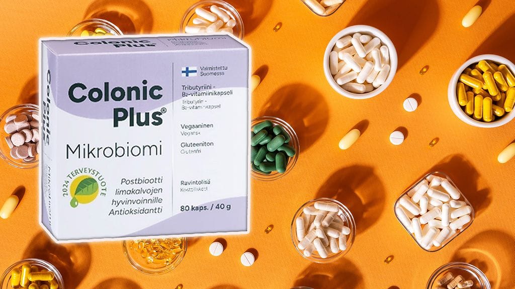 Colonic Plus Mikrobiomi -valmistetta vedetään myynnistä. Taustalla kuvituskuva.