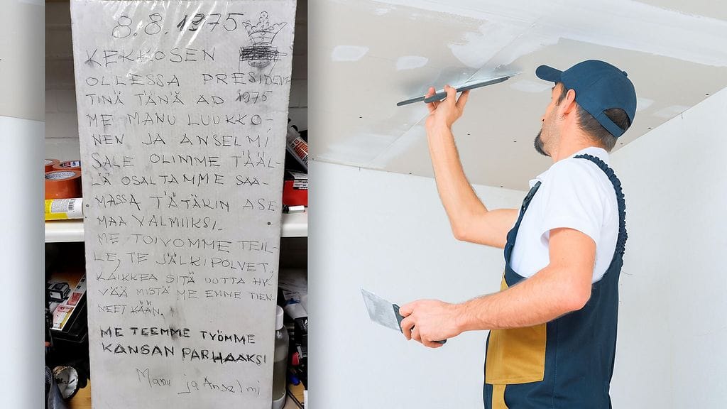 Seinärakenteen taakse piilotetun viestin kirjoittajiksi on mainittu Manu Luukkonen ja Anselmi Sale.