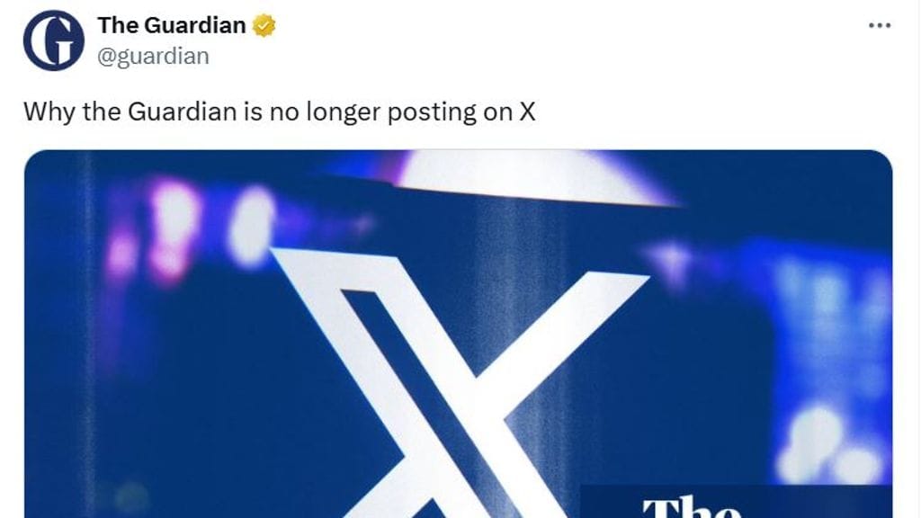 The Guardian ilmoitti lähdöstään myös X:ssä.
