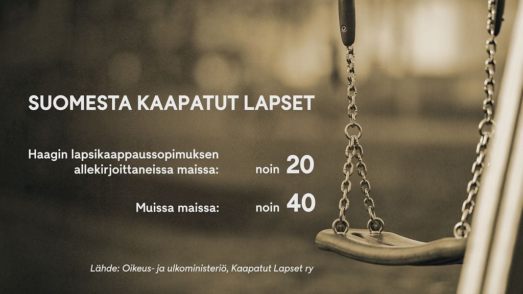 Kaapattuna olevista lapsista noin 40 on maissa, jotka eivät kuulu Haagin lapsikaappaussopimukseen. Tällaisista maista lapsia on eniten kaapattu Irakiin.
