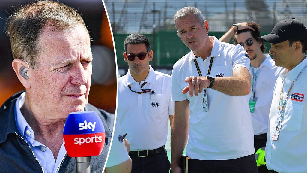 Martin Brundle (vas.) hämmästelee Niels Wittichin (oik. kesk.) kohtaloa.