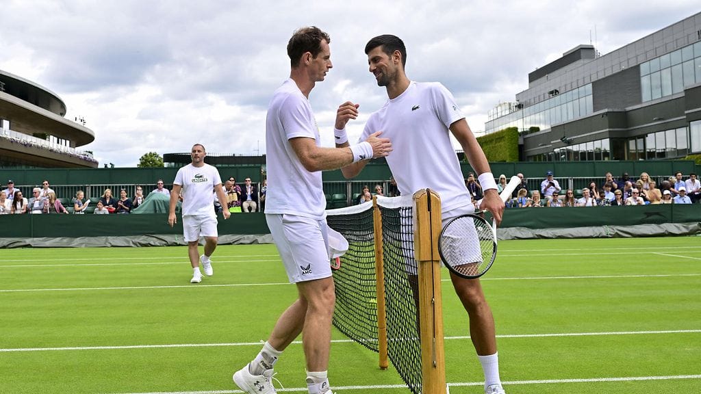 Novak Djokovic ja Andy Murray kohtasivat pelaajana useasti. Kuva Wimbledonista vuodelta 2023.