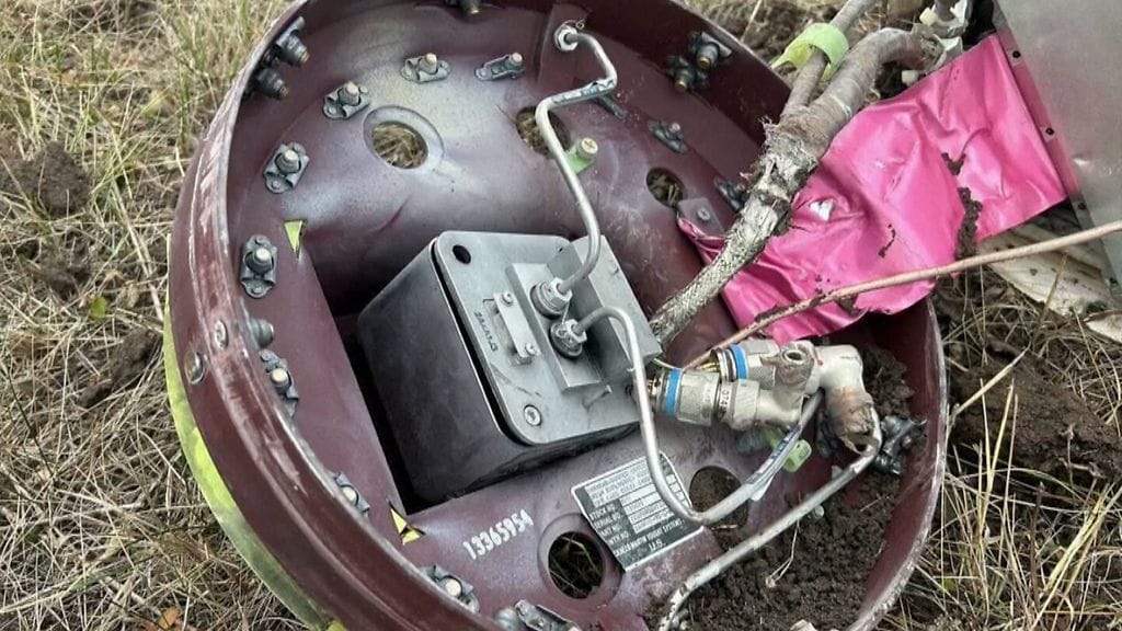 Venäjän puolustusministeriön julkaisema kuva väitetyn yhdysvaltalaisen Atacms-ohjuksen jäämistä.