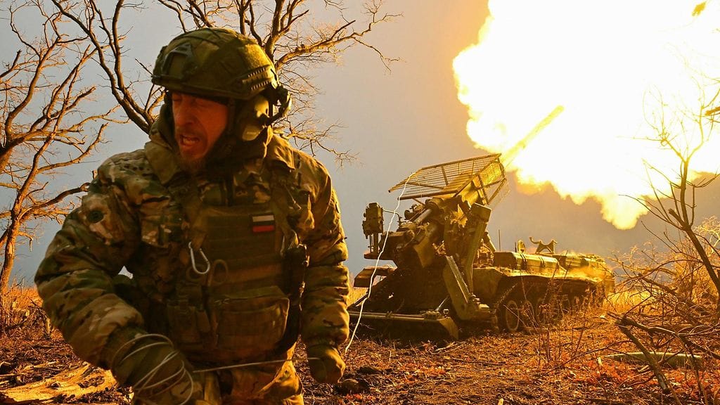 Venäjän telahaupitsi Ukrainan Donetskin alueella 26. marraskuuta julkaistussa kuvassa.