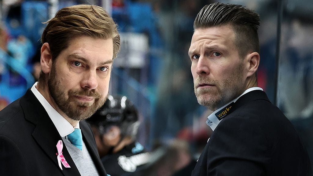 Juhamatti Yli-Junnilan (vas) Pelicans ja Ville Mäntymaan Kärpät kohtaavat torstaina SM-liigan kriisiseurojen kohtaamisessa.