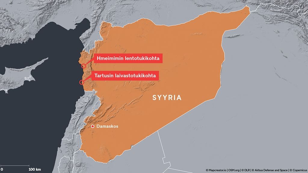 0912 Syyria kartta Venäjä tukikohdat