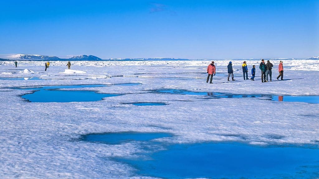 Monivuotisen arktisen merijään määrä on kutistunut 1980-luvulta jopa 95 prosenttia ilmastonmuutoksen takia. Kuvituskuva.