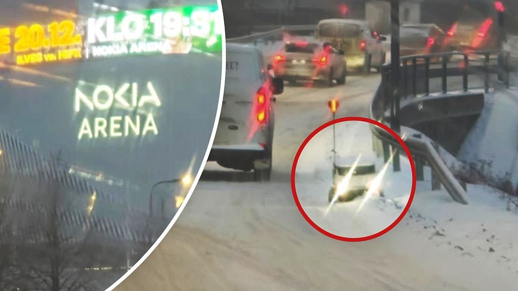 Ruokarobotti huiteli liikenteen seassa Tampereella.