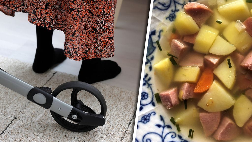 Vanhainkodissa asuville ikäihmisille oltiin tarjoamassa jouluaaton ”jouluateriana” nakkikeittoa.